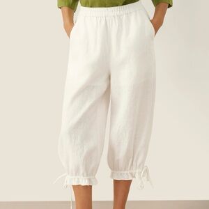 NWT Lintico 100% Linen White Bloomer Capris